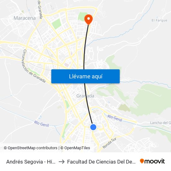 Andrés Segovia - Hípica to Facultad De Ciencias Del Deporte map