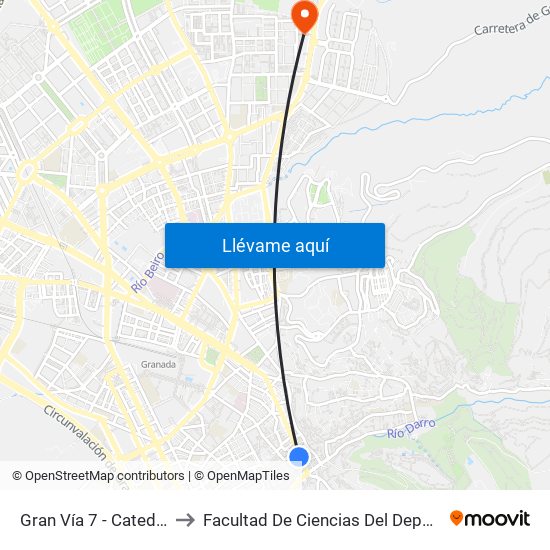 Gran Vía 7 - Catedral to Facultad De Ciencias Del Deporte map
