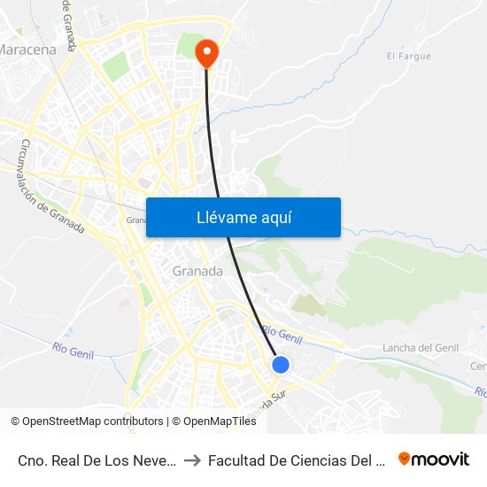 Cno. Real De Los Neveros 28 to Facultad De Ciencias Del Deporte map