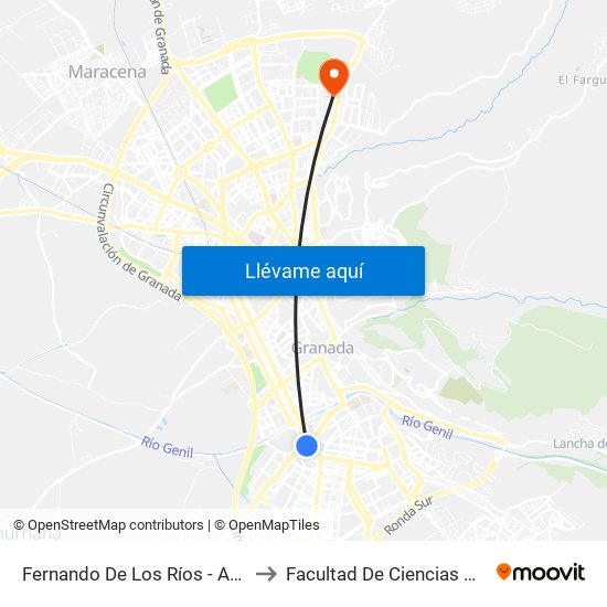 Fernando De Los Ríos - Av. Barcelona to Facultad De Ciencias Del Deporte map