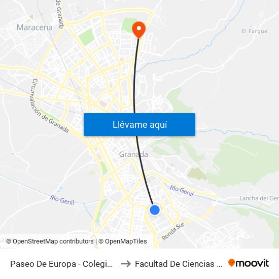 Paseo De Europa - Colegio García Lorca to Facultad De Ciencias Del Deporte map