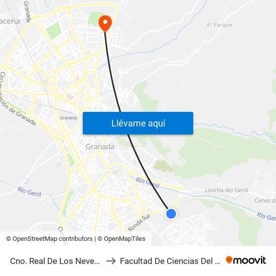 Cno. Real De Los Neveros 114 to Facultad De Ciencias Del Deporte map