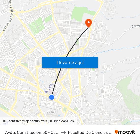 Avda. Constitución 50 - Caleta - Hospital to Facultad De Ciencias Del Deporte map