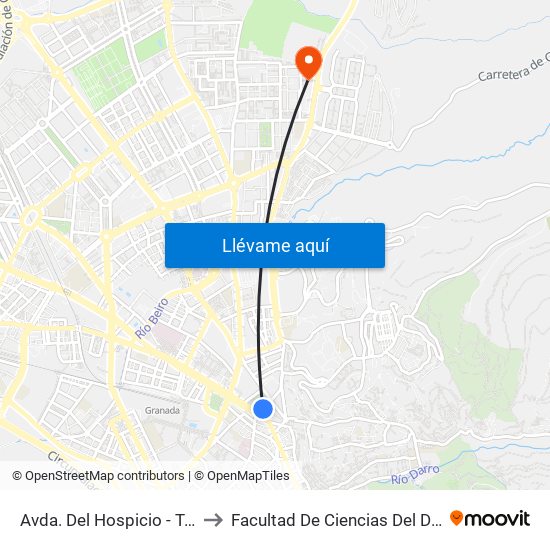 Avda. Del Hospicio - Triunfo to Facultad De Ciencias Del Deporte map