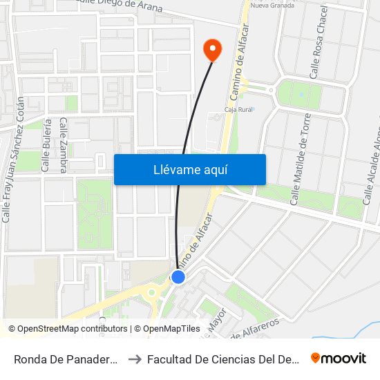 Ronda De Panaderos 4 to Facultad De Ciencias Del Deporte map