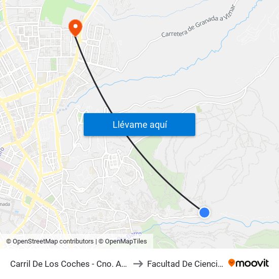 Carril De Los Coches - Cno. Abadía Del Sacromonte to Facultad De Ciencias Del Deporte map