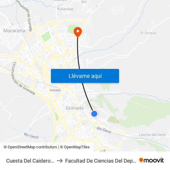 Cuesta Del Caidero 10 to Facultad De Ciencias Del Deporte map