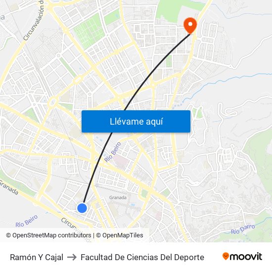 Ramón Y Cajal to Facultad De Ciencias Del Deporte map