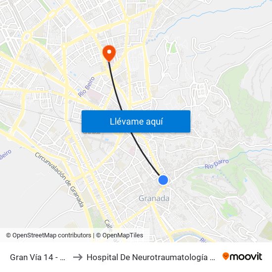 Gran Vía 14 - Catedral to Hospital De Neurotraumatología Y Rehabilitación map