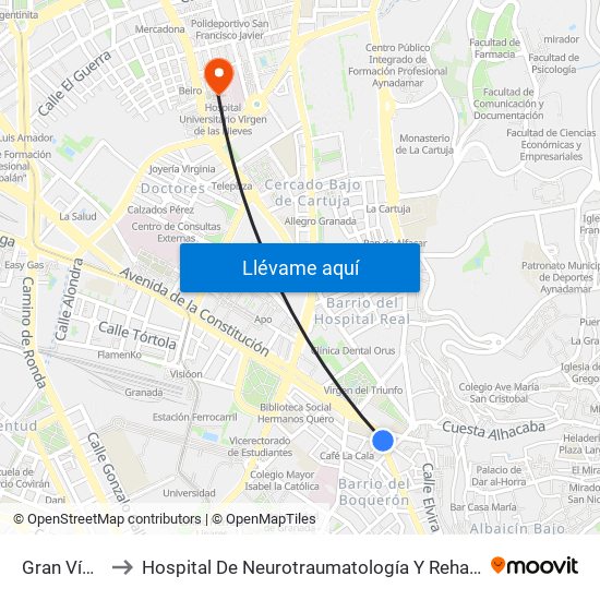 Gran Vía 54 to Hospital De Neurotraumatología Y Rehabilitación map