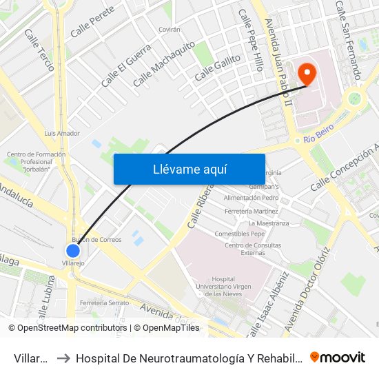 Villarejo to Hospital De Neurotraumatología Y Rehabilitación map