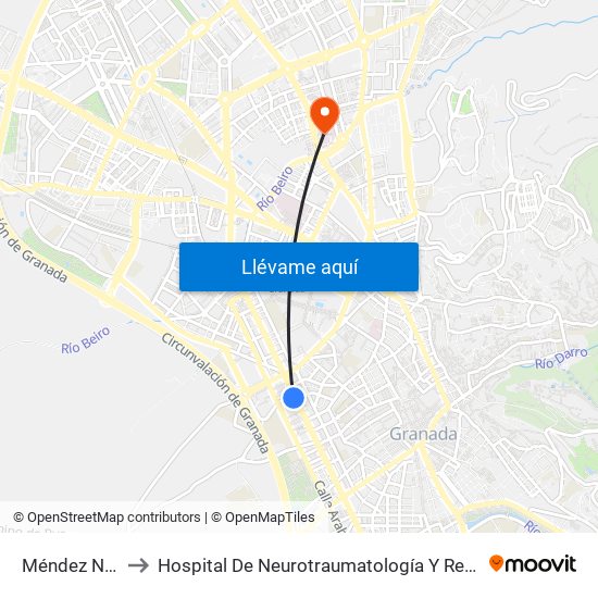Méndez Núñez to Hospital De Neurotraumatología Y Rehabilitación map