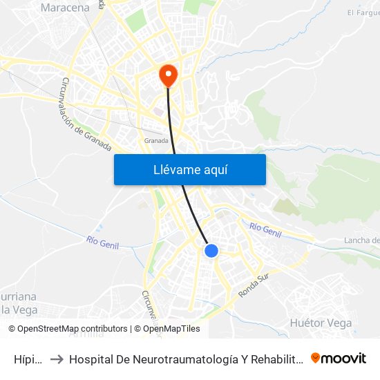 Hípica to Hospital De Neurotraumatología Y Rehabilitación map