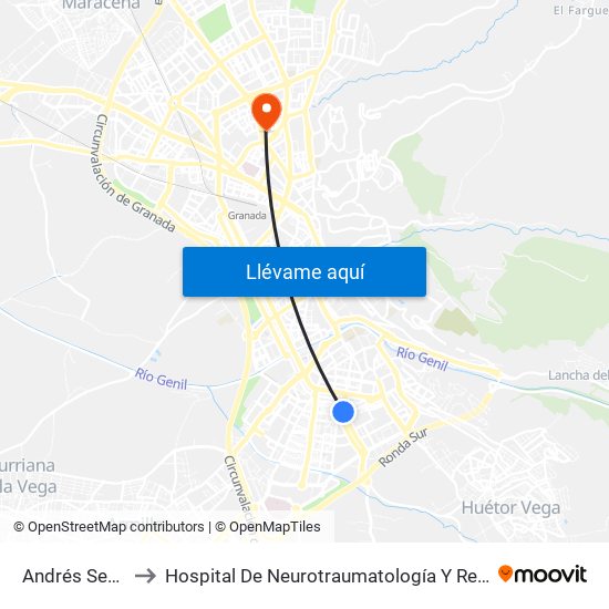 Andrés Segovia to Hospital De Neurotraumatología Y Rehabilitación map