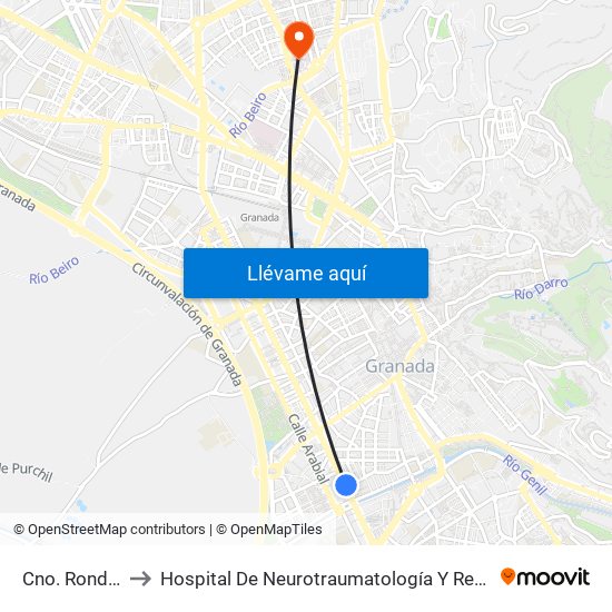Cno. Ronda 38 to Hospital De Neurotraumatología Y Rehabilitación map