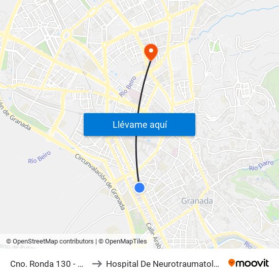 Cno. Ronda 130 - Méndez Núñez to Hospital De Neurotraumatología Y Rehabilitación map