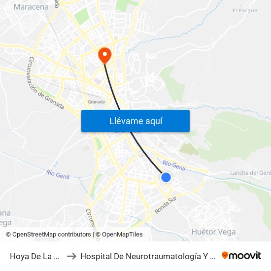 Hoya De La Mora 3 to Hospital De Neurotraumatología Y Rehabilitación map