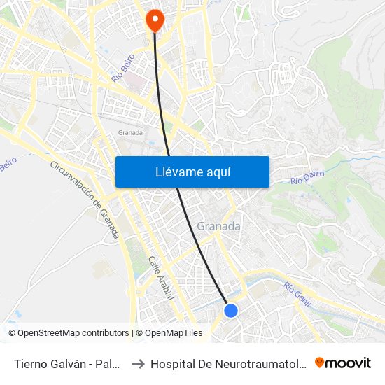 Tierno Galván - Palacio Congresos to Hospital De Neurotraumatología Y Rehabilitación map