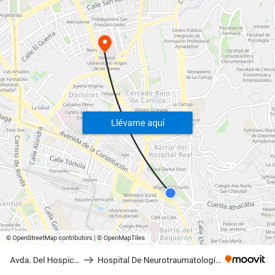 Avda. Del Hospicio - Triunfo to Hospital De Neurotraumatología Y Rehabilitación map