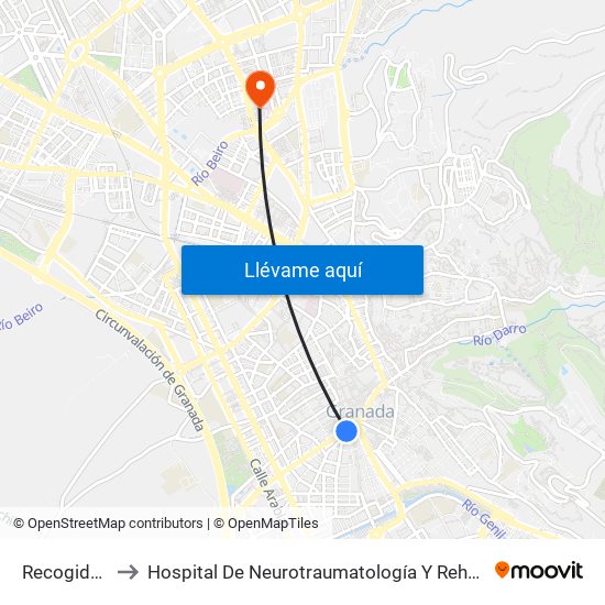 Recogidas 5 to Hospital De Neurotraumatología Y Rehabilitación map