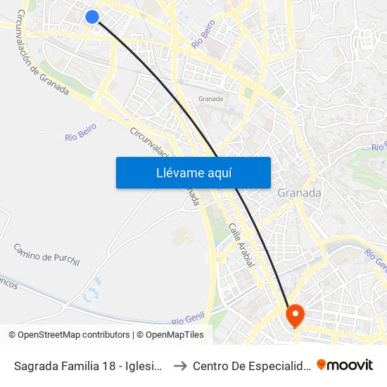 Sagrada Familia 18 - Iglesia Santa Micaela to Centro De Especialidades Zaídin map