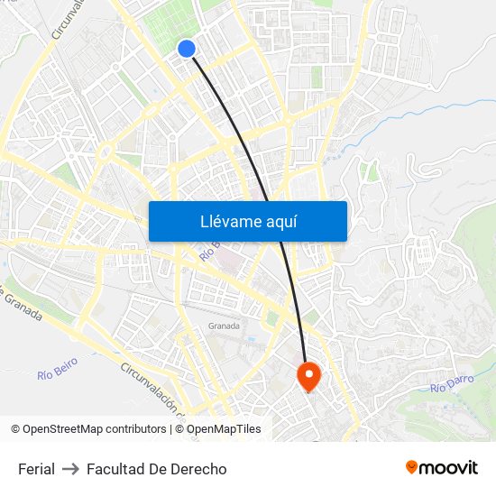 Ferial to Facultad De Derecho map