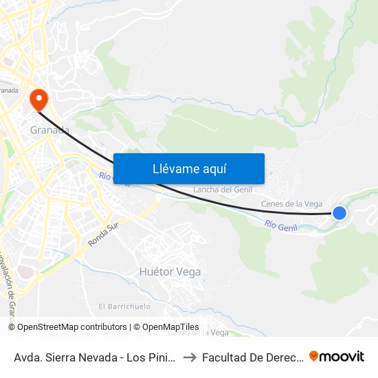 Avda.  Sierra Nevada - Los Pinillos to Facultad De Derecho map