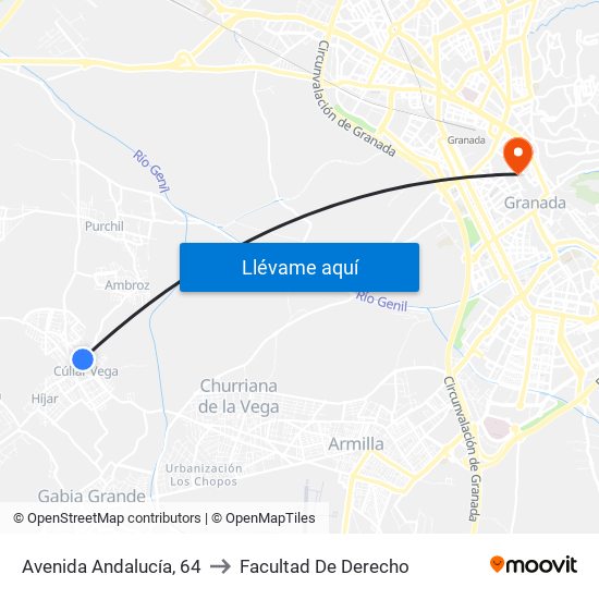 Avenida Andalucía, 64 to Facultad De Derecho map