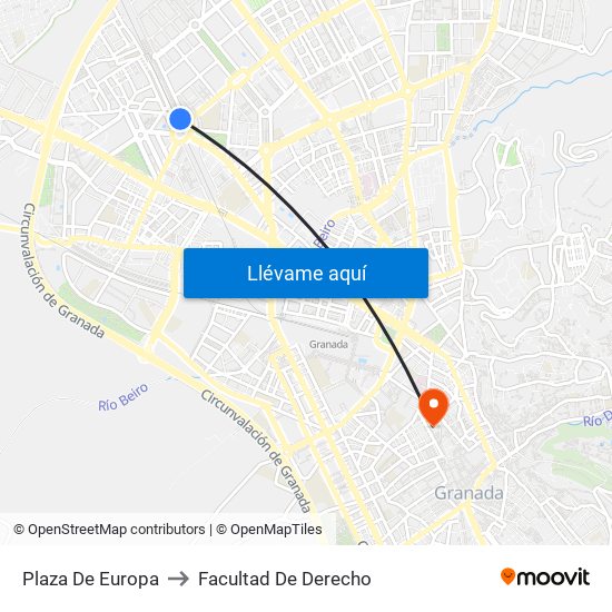 Plaza De Europa to Facultad De Derecho map