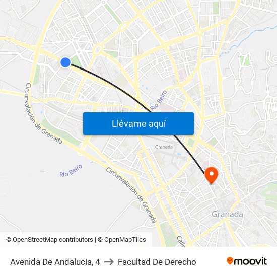 Avenida De Andalucía, 4 to Facultad De Derecho map