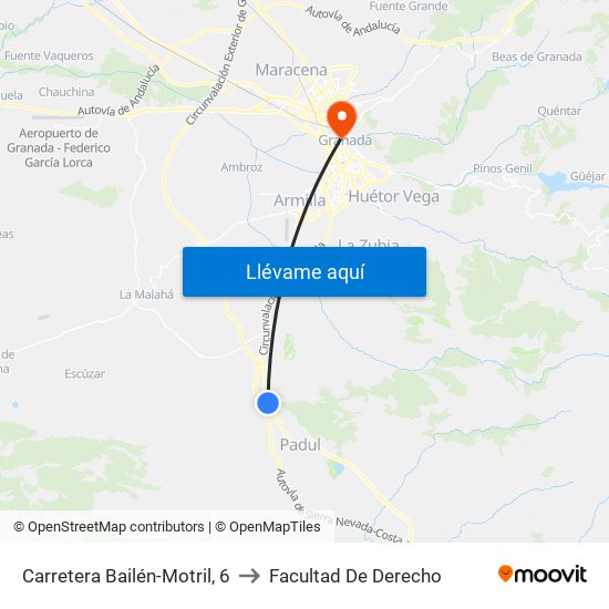 Carretera Bailén-Motril, 6 to Facultad De Derecho map