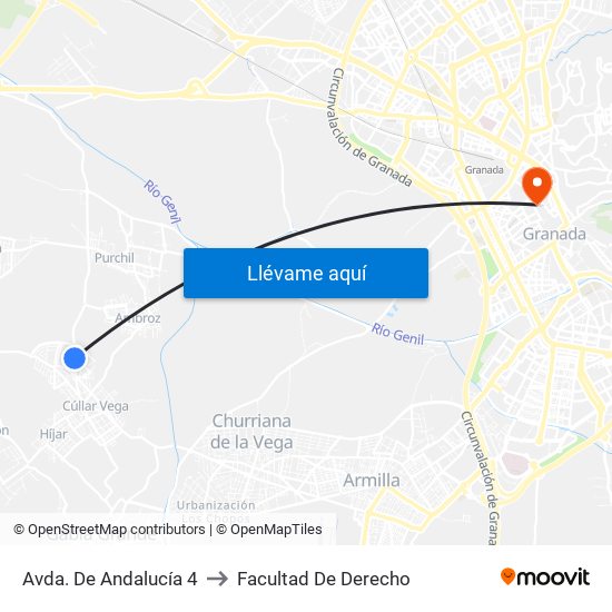 Avda. De Andalucía 4 to Facultad De Derecho map