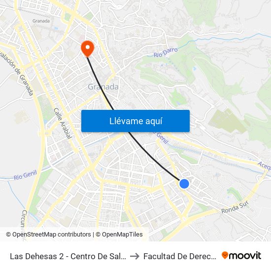 Las Dehesas 2 - Centro De Salud to Facultad De Derecho map