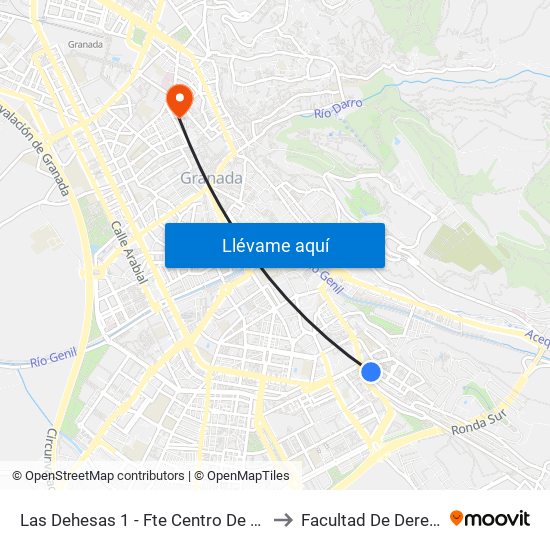 Las Dehesas 1 - Fte Centro De Salud to Facultad De Derecho map