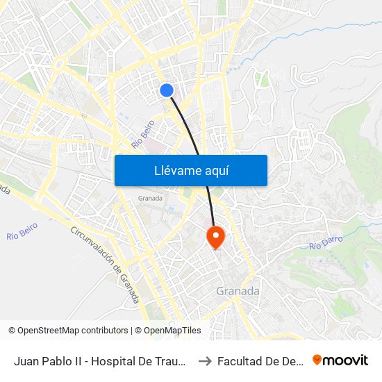 Juan Pablo II - Hospital De Traumatología to Facultad De Derecho map