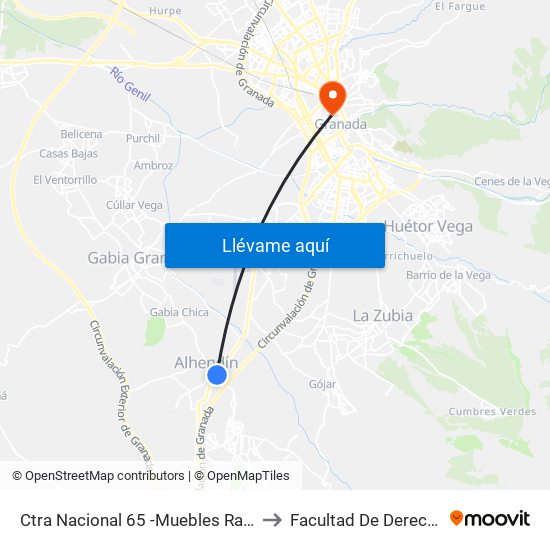 Ctra Nacional 65 -Muebles Raya to Facultad De Derecho map