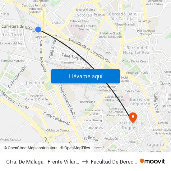 Ctra. De Málaga -  Frente Villarejo to Facultad De Derecho map
