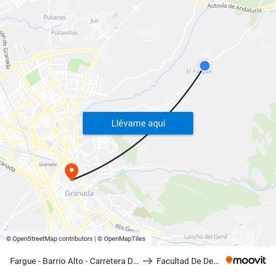 Fargue - Barrio Alto - Carretera De Murcia to Facultad De Derecho map