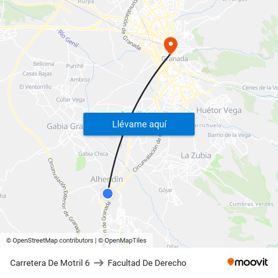 Carretera De Motril 6 to Facultad De Derecho map