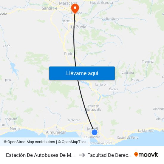 Estación De Autobuses De Motril to Facultad De Derecho map