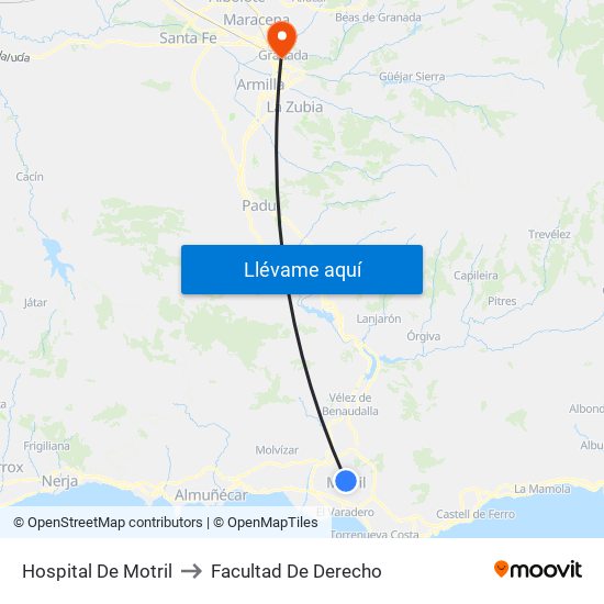 Hospital De Motril to Facultad De Derecho map