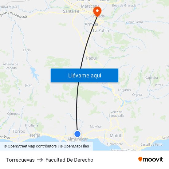 Torrecuevas to Facultad De Derecho map