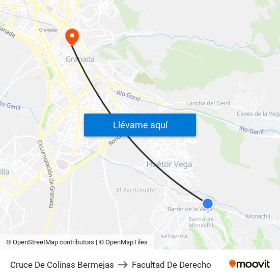 Cruce De Colinas Bermejas to Facultad De Derecho map