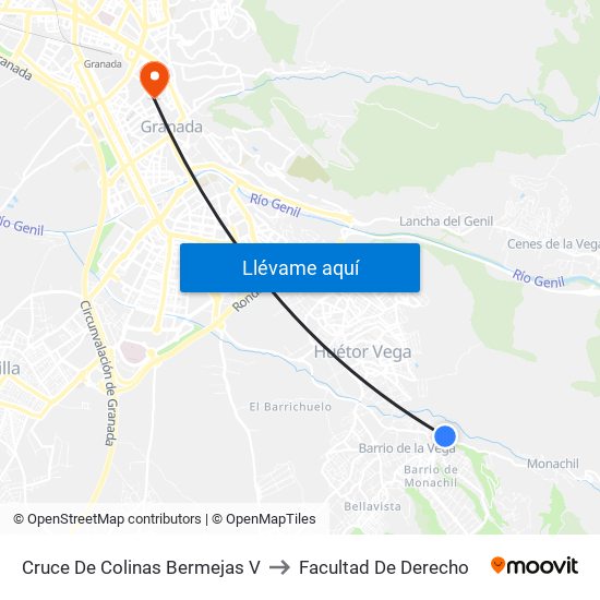 Cruce De Colinas Bermejas V to Facultad De Derecho map