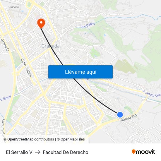 El Serrallo V to Facultad De Derecho map