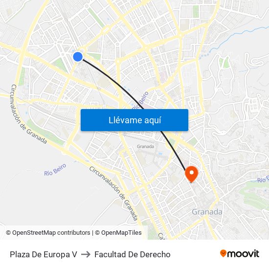 Plaza De Europa V to Facultad De Derecho map