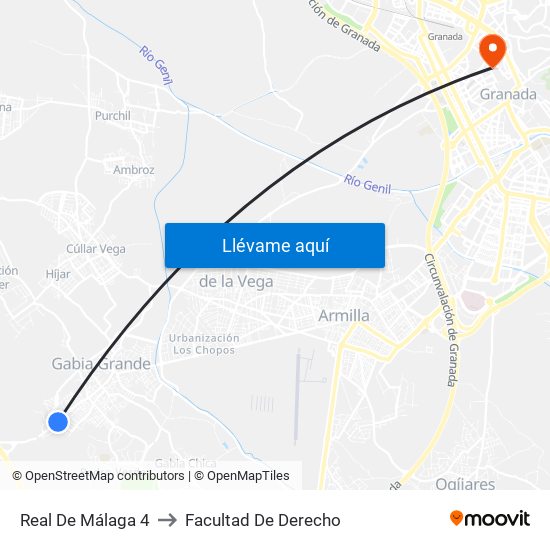 Real De Málaga 4 to Facultad De Derecho map