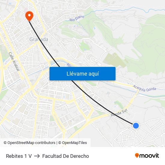 Rebites 1 V to Facultad De Derecho map