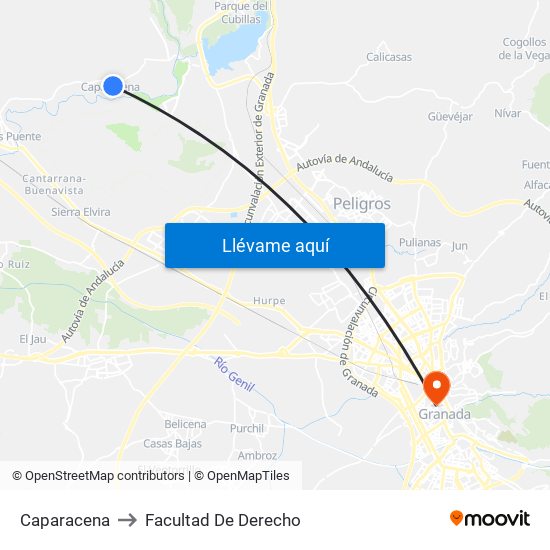 Caparacena to Facultad De Derecho map
