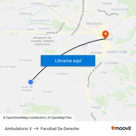 Ambulatorio V to Facultad De Derecho map